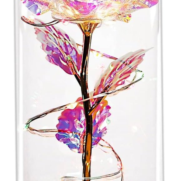 Glass Rose Galaxy Enchanted Light-Up Flower - Perfect Gift for Women Multi Color - Picture 2 of 7